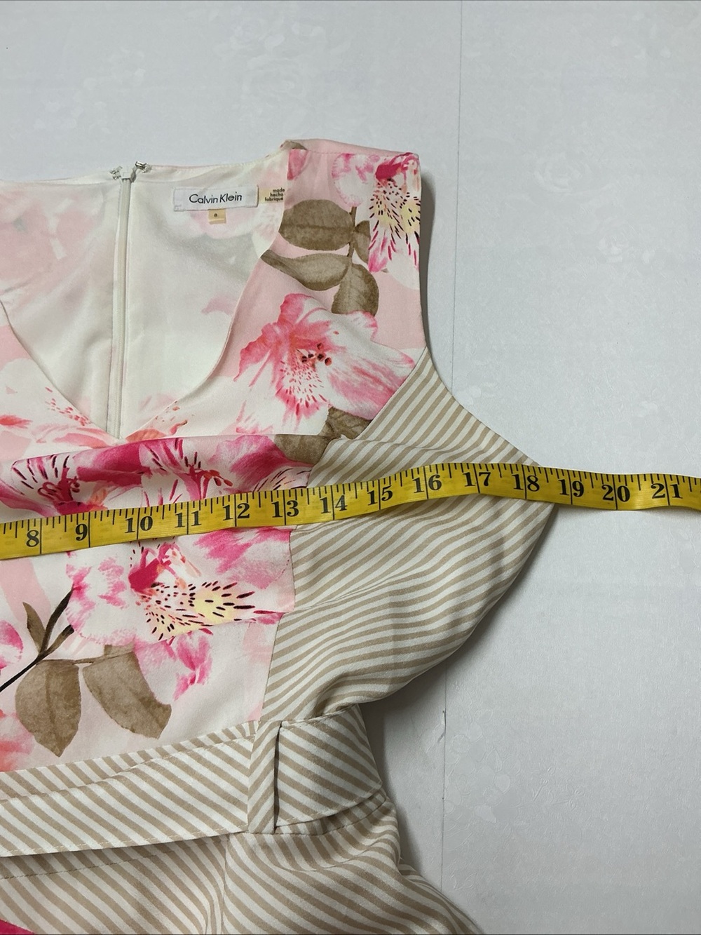 Calvin Klein Pink Floral High-Low Wrap Dress - Picture 6 of 6